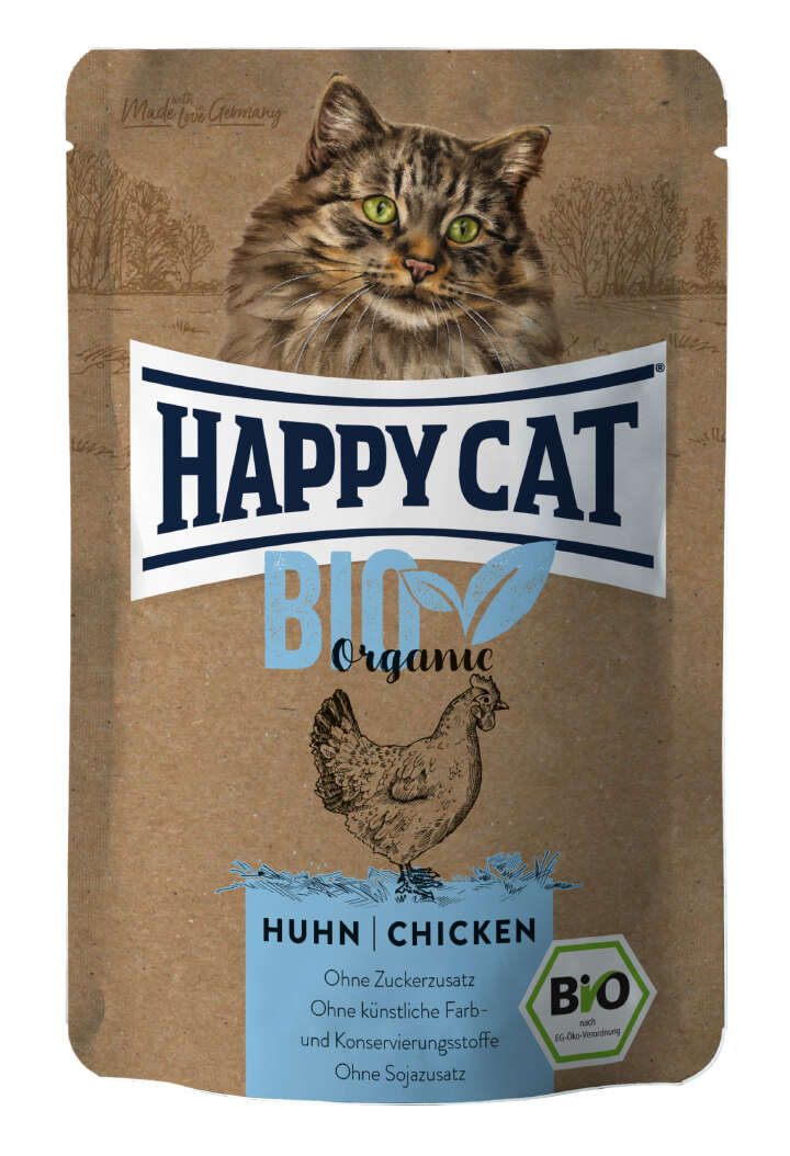 HAPPY CAT Katzen-Nassfutter Bio Huhn